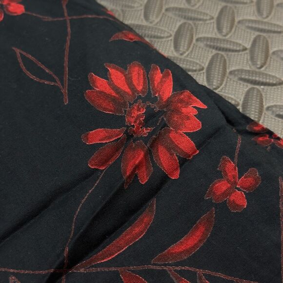 Coldwater Creek Pants Womens Large Black Red Floral Lightweight Side Zip - Picture 4 of 8